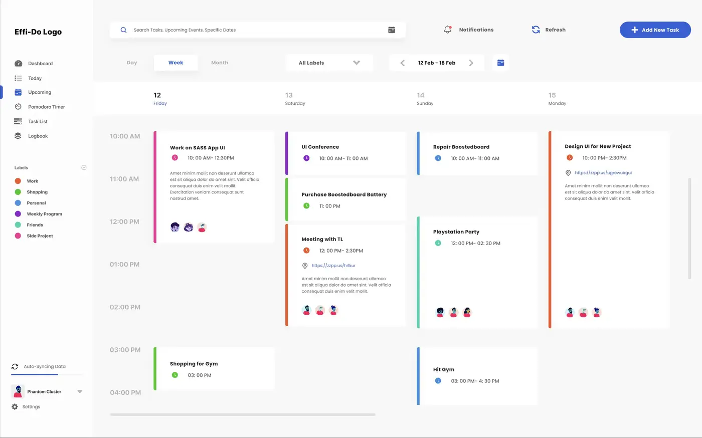 EffiDo Upcoming — Light Mode
